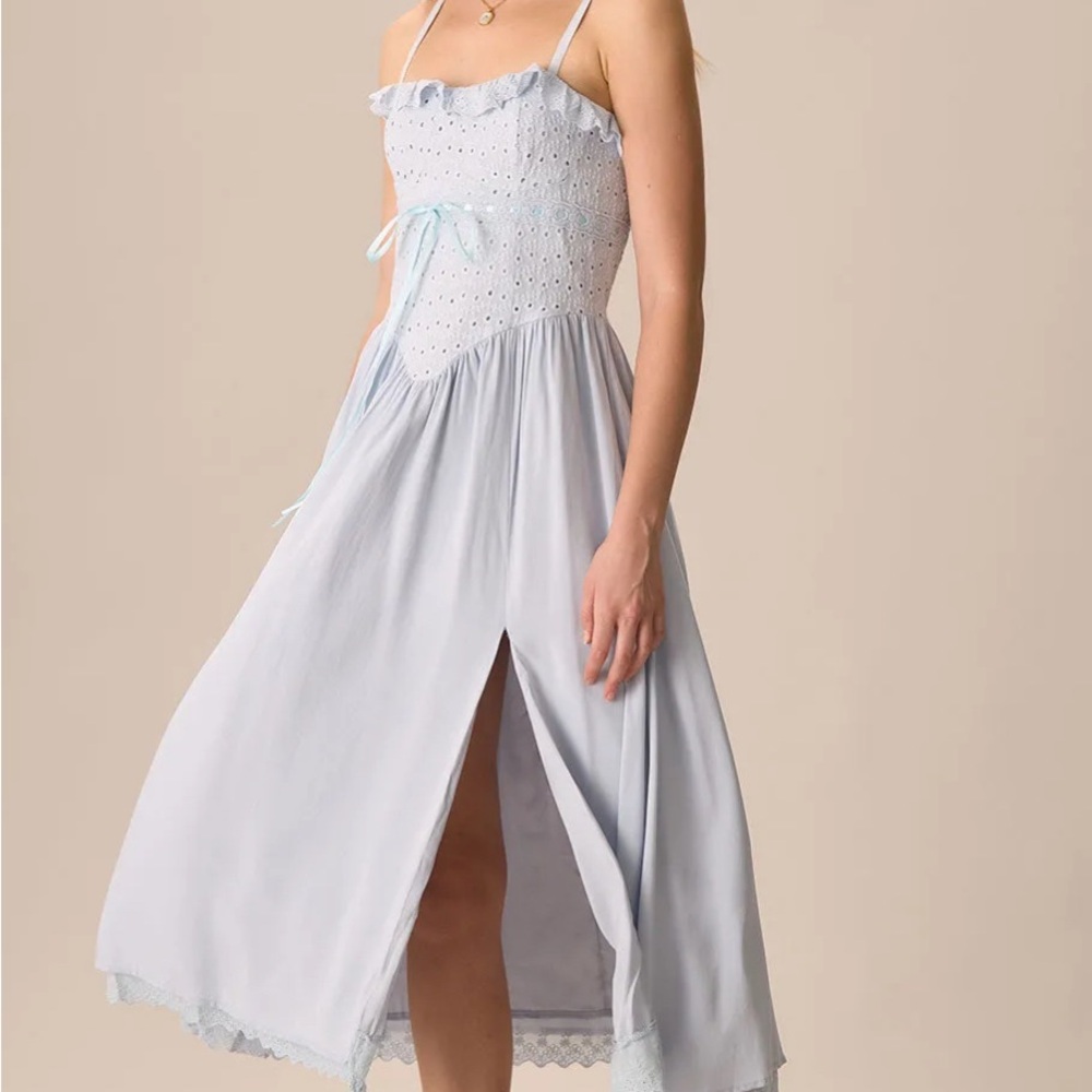 RIHOAS Light Blue Lace Trim Chemise